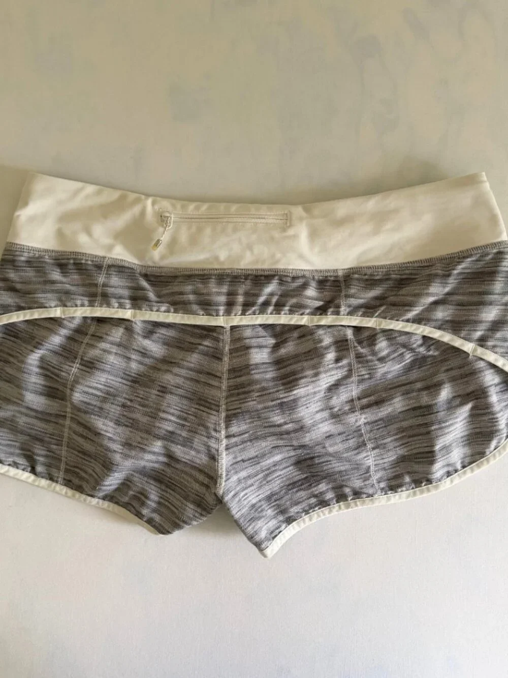 Lululemon Heathered Grey & White Lined Running Speed Shorts